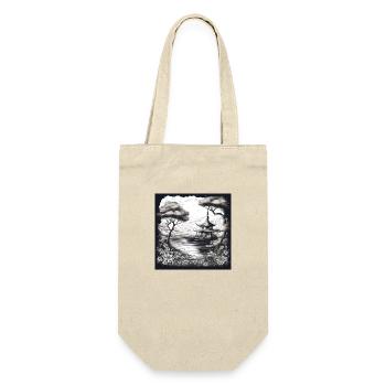 Japanese Black and White Drawing (Japanese Print) - Gift Bag for Bottles - nature - Front