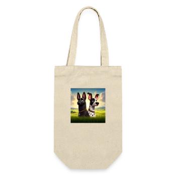 Zwei Hunde, Hund, Hunde - Geschenkbeutel für Flaschen - Natur - Vorne