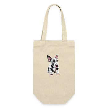 Bullterrier Hund Hunde Bulldogge Hundebesitzer - Geschenkbeutel für Flaschen - Natur - Vorne