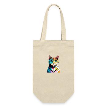 Katze Hauskatze Kätzchen Katzenbesitzer Haustier - Geschenkbeutel für Flaschen - Natur - Vorne