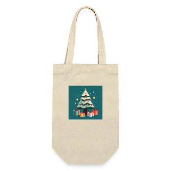 Weihnachtsbaum / Weihnachten /Tannenbaum - Geschenkbeutel für Flaschen - Natur - Vorne