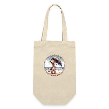 Giraffe in rubber boots with umbrella on the beach - Gift Bag for Bottles - nature - Front