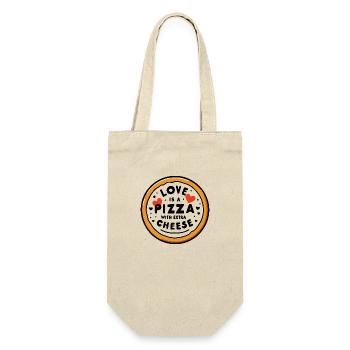 Liebe ist eine Pizza mit extra Käse - Geschenkbeutel für Flaschen - Natur - Vorne