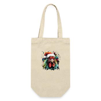 Peasant Design with Rooster & Santa Hat - Gift Bag for Bottles - nature - Front