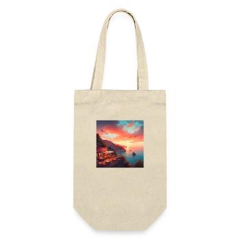 Ein Café im Sonnenuntergang am Rande der Welt - Geschenkbeutel für Flaschen - Natur - Vorne