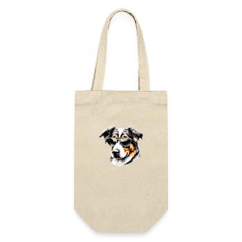 Australischer Schäferhund Hund Hundehalter Hunde - Geschenkbeutel für Flaschen - Natur - Vorne