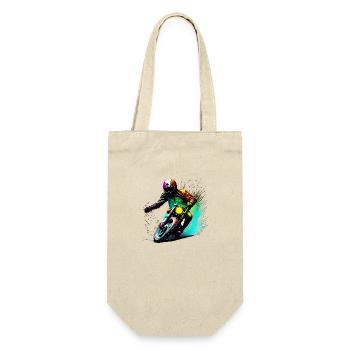 Motorrad Motorcross Motorradfahrer Motorradfan - Geschenkbeutel für Flaschen - Natur - Vorne
