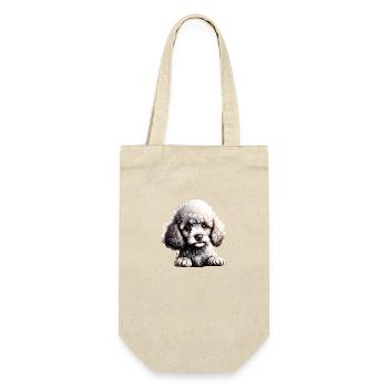 Pudel Hundehalter Hundewelpe Hundeliebe Pudelwelpe - Geschenkbeutel für Flaschen - Natur - Vorne