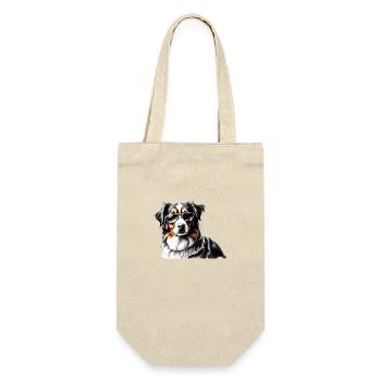 Australischer Schäferhund Hunde Hundewelpe Hund - Geschenkbeutel für Flaschen - Natur - Vorne