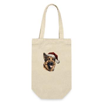 German Shepherd Merry Christmas - Geschenkbeutel für Flaschen - Natur - Vorne