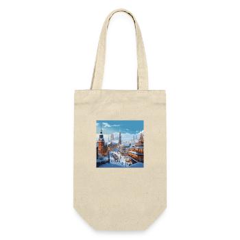 Verschneite Stadt Winter Weihnachten - Geschenkbeutel für Flaschen - Natur - Vorne
