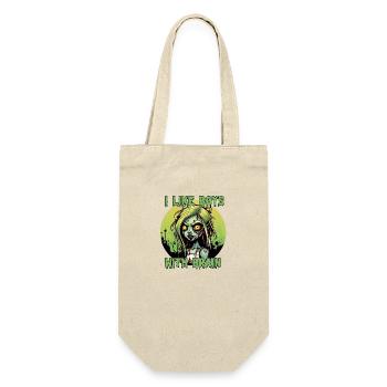 Zombie - I LIKE BOYS WITH BRAIN - Geschenkbeutel für Flaschen - Natur - Vorne