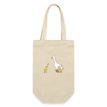 Gänse Nöööö - Geschenkbeutel für Flaschen - Natur - Vorne