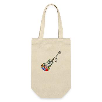 Gitarre - Geschenkbeutel für Flaschen - Natur - Vorne