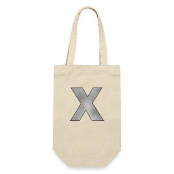 Buchstabe X Silber - Geschenkbeutel für Flaschen - Natur - Vorne