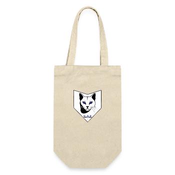 Schwarz-Weiß Katzenkopf -Indigo Augen mit CAT Text - Geschenkbeutel für Flaschen - Natur - Vorne