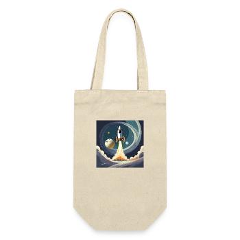 Bring mich zum Mond Vintage Space Rocket Start - Geschenkbeutel für Flaschen - Natur - Vorne