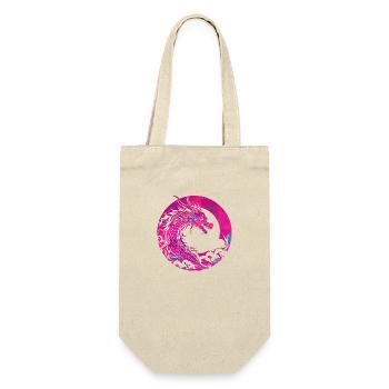 Fantasy Drache Anime Drachenkopf Mythisches Reptil - Geschenkbeutel für Flaschen - Natur - Vorne