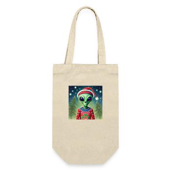 alien wearing a ugly Christmas sweater - Gift Bag for Bottles - nature - Front