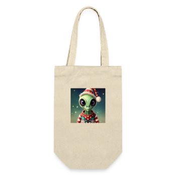 alien wearing a ugly Christmas sweater - Gift Bag for Bottles - nature - Front