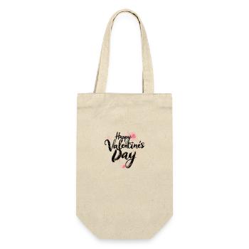 Eleganter Valentinstag - schickes Liebesskript - Geschenkbeutel für Flaschen - Natur - Vorne