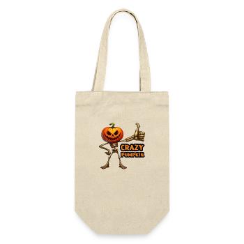 Crazy Veggies: Pumpkin Skeleton Thumbs Up - Geschenkbeutel für Flaschen - Natur - Vorne