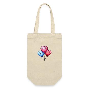 Ballon Herzen auch für Kinder und Geburtstage - Geschenkbeutel für Flaschen - Natur - Vorne