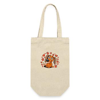 Teckel joie coeurs pattes - Sac à bouteille - nature - Devant