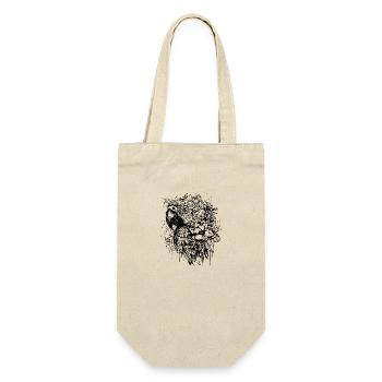Blumen Papagei Vintage Vogel Portrait Zeichnung - Geschenkbeutel für Flaschen - Natur - Vorne