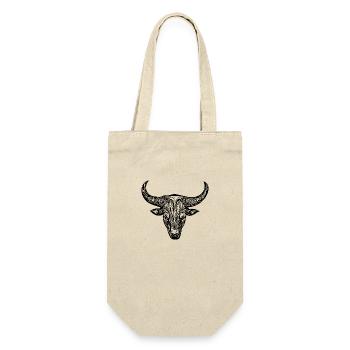 Stier Grill Logo Rinder Mythologie Style - Geschenkbeutel für Flaschen - Natur - Vorne