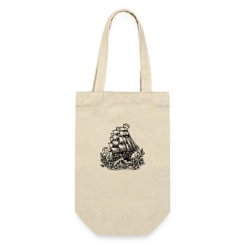 Altes Segelschiff mit Blumen, Masten unter Segeln - Geschenkbeutel für Flaschen - Natur - Vorne