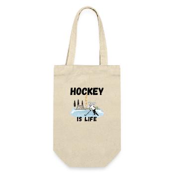 Eishockey Camping - Geschenkbeutel für Flaschen - Natur - Vorne