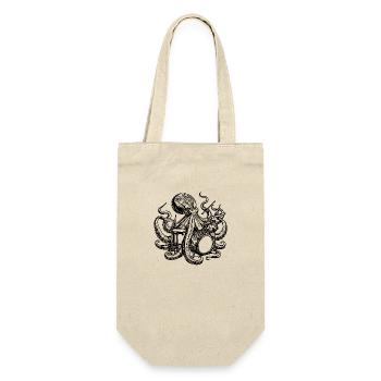 Oktopus spielt Schlagzeug - Geschenkbeutel für Flaschen - Natur - Vorne