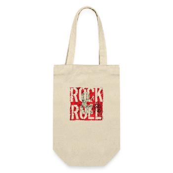 Musik, Retro, Heavy Metal, Hard Rock, Punk, Vinyl, Pop - Geschenkbeutel für Flaschen - Natur - Vorne