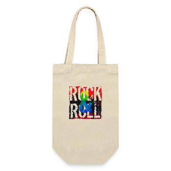 Musik, Retro, Heavy Metal, Hard Rock, Punk, Vinyl, Pop - Geschenkbeutel für Flaschen - Natur - Vorne