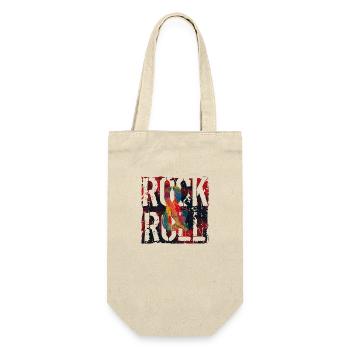Musik, Retro, Heavy Metal, Hard Rock, Punk, Vinyl, Pop - Geschenkbeutel für Flaschen - Natur - Vorne