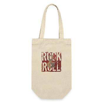 Musik, Retro, Heavy Metal, Hard Rock, Punk, Vinyl, Pop - Geschenkbeutel für Flaschen - Natur - Vorne