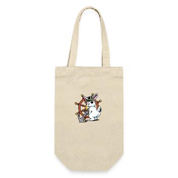 Hase Pirat Freibeuter Piraterie Fantasy Seemann - Geschenkbeutel für Flaschen - Natur - Vorne