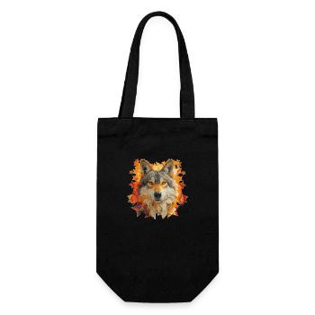 Wolf und Sterne - Geschenkbeutel für Flaschen - Schwarz - Vorne