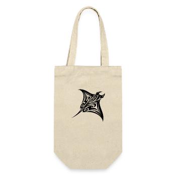 Tribal Manta Ray Style Diver Fan Tattoo - Gift Bag for Bottles - nature - Front