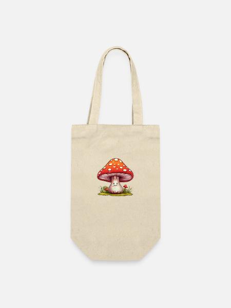 Süßer lächelnder Pilz für Babys und Kinder - Geschenkbeutel für Flaschen - Natur