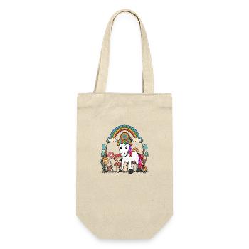 autumn, flowers, mushrooms, unicorn, nature, colorful, october - Gift Bag for Bottles - nature - Front