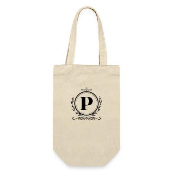 Buchstabe P Dekoration - Geschenkbeutel für Flaschen - Natur - Vorne