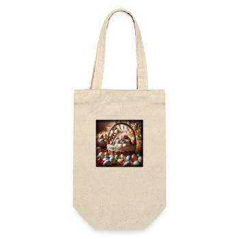 ein süßer hase in einem Korb - Geschenkbeutel für Flaschen - Natur - Vorne