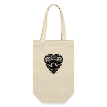 Herz aus zwei Schädeln Tribal Tattoo Style - Geschenkbeutel für Flaschen - Natur - Vorne
