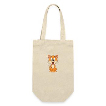 Frightened Cat with Raised Fur Cartoon Artwork - Gift Bag for Bottles - nature - Front