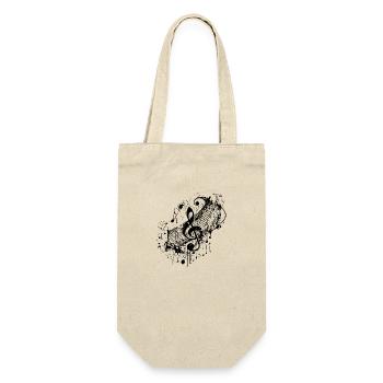 Vintage Musik Notenschlüssel im Tattoo Style - Geschenkbeutel für Flaschen - Natur - Vorne