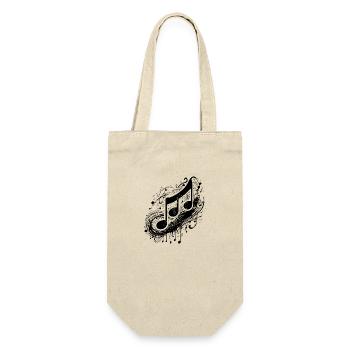 Vintage Musik Noten im Tattoo Style - Geschenkbeutel für Flaschen - Natur - Vorne