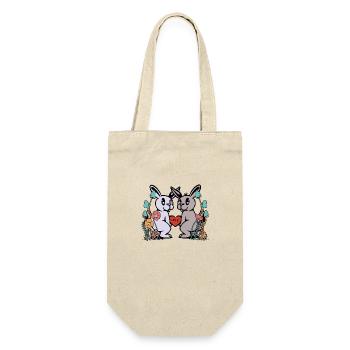 Hase Hase Liebe Herz Kaninchen Natur Nager - Geschenkbeutel für Flaschen - Natur - Vorne