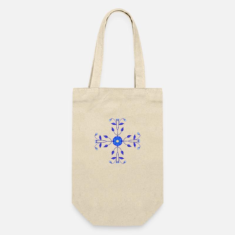 Blaue Blume Kross - Geschenkbeutel für Flaschen - Natur